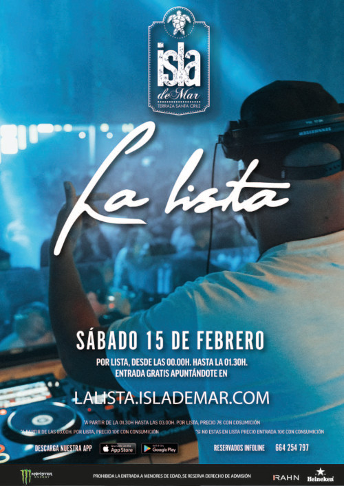 cartel La Lista del Sábado | 15 FEB 2020 | Terraza Isla de Mar